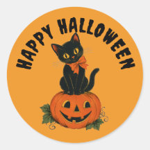 ヴィンテージ ブラックキャット ジャックオーランタン ハッピーハロウィン