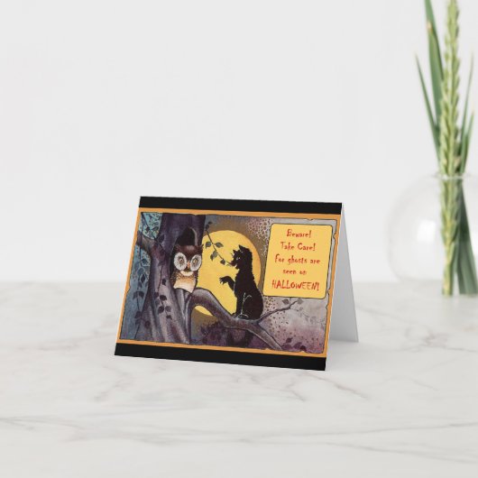 ヴィンテージ ブラックキャット ハロウィン シーズンカード (正面)