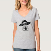 ヴィンテージ ブラックキャット UFO 宇宙船 面白い Tシャツ (正面)