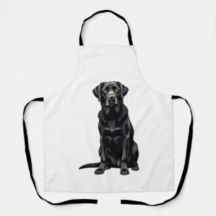 ヴィンテージ ブラックラブラドールレトリバー犬の肖像画イラスト エプロン