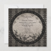 ヴィンテージ ブラックレース & シークインズ エンゲージメントパーティー 招待状 (裏面)