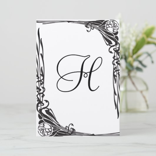 ヴィンテージ ブラックローズ ウェディング 招待状 (スタンド正面)