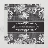 ヴィンテージ·ブラック·アンド·ホワイト·ダマスク·ウェディング·招待状 招待状 (正面/裏面)