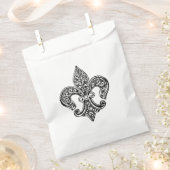 ヴィンテージ ブラック アンド ホワイト レイシー フルール ド リス フェイバーバッグ (クリップ留めされた状態)