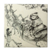 ヴィンテージ・ブラック・アンド・ホワイト・来サンタズ・トゥ・タウン タイル (正面)