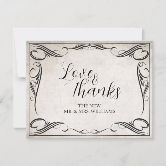 ヴィンテージ ブラック アートデコ ウェディング サンクスユー (正面)