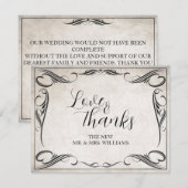 ヴィンテージ ブラック アートデコ ウェディング サンクスユー (正面/裏面)