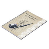 ヴィンテージ ブラック インクウェルとニブ ペン ノートブック (左側)