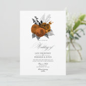 ヴィンテージ ブラック オレンジ ハロウィン フラワー ウェディング 招待状 (スタンド正面)