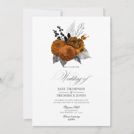 ヴィンテージ ブラック オレンジ ハロウィン フラワー ウェディング 招待状