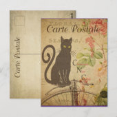 ヴィンテージ・ブラック・キャット ポストカード (正面/裏面)