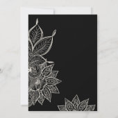 ヴィンテージ ブラック クリーム メンディ ヘンナ ムスリム ウェディング 招待状 (裏面)