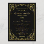 ヴィンテージ ブラック＆ゴールド アートデコ ウェディング メニュー (正面)