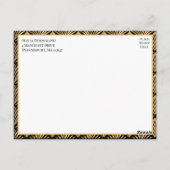 ヴィンテージ ブラック ゴールド アートデコ ガツビー セーブ・ザ・デート ポストカード (裏面)