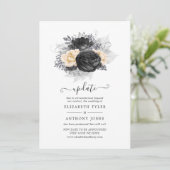 ヴィンテージ ブラック＆ゴールド フローラル ビーズ ウェディング アップデート 招待状 (スタンド正面)