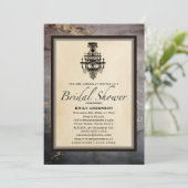 ヴィンテージ ブラック ゴールド マーブル シャンデリア ブライダル シャワー 招待状 (スタンド正面)