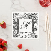 ヴィンテージ ブラック シノワズリー モノグラム スタンダードカクテルナプキン (インサイチュ)