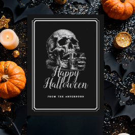 ヴィンテージ ブラック スカル ウイスキー カクテル ハロウィン ポストカード