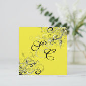 ヴィンテージ ブラック スワールズ / DIY 背景 招待状 (スタンド正面)