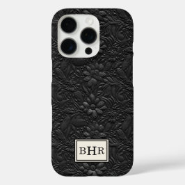 ヴィンテージ ブラック トゥールド レザー モノグラム iPhone 16 PROケース