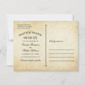 ヴィンテージ・ブラック・フ結婚ェロッシュ セーブザデート (裏面)