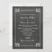 ヴィンテージ ブラック ブラックボード ウェディング 招待状 (正面)