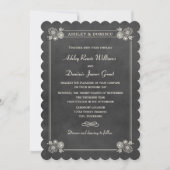 ヴィンテージ ブラック ブラックボード ウェディング 招待状 (正面)