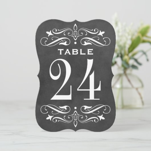 ヴィンテージ ブラック ブラックボード エレガント ウェディング 招待状 (スタンド正面)