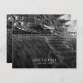 ヴィンテージ ブラック＆ホワイト エレガントパール セーブ・ザ・デート 案内ポストカード (正面/裏面)