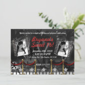 ヴィンテージ ブラック&ホワイト ハリウッド レッドカーペット フォト 招待状 (スタンド正面)