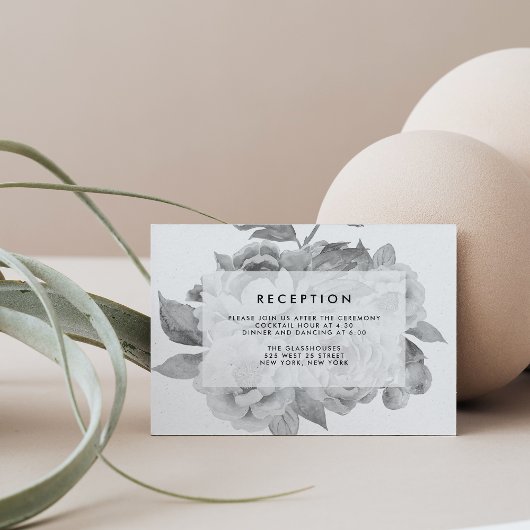 ヴィンテージ ブラック＆ホワイト フローラル レセプション カード