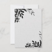 ヴィンテージ ブラック＆ホワイト ボタニカル リーフ ウェディング 出欠カード (裏面)