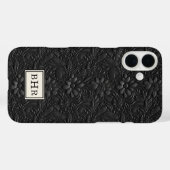 ヴィンテージ ブラック 装飾革 モノグラム入り Case-Mate iPhoneケース (裏面 (横))