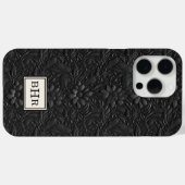 ヴィンテージ ブラック 装飾革 モノグラム入り Case-Mate iPhoneケース (裏面 (横))