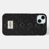ヴィンテージ ブラック 装飾革 モノグラム Case-Mate iPhoneケース (裏面 (横))