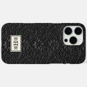 ヴィンテージ ブラック 装飾革 モノグラム Case-Mate iPhoneケース (裏面 (横))