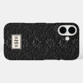 ヴィンテージ ブラック 装飾 レザー モノグラム Case-Mate iPhoneケース (裏面 (横))