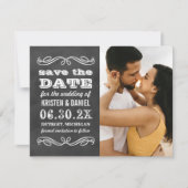 ヴィンテージ ブラック 黒板 結婚式 写真 セーブザデート (正面)