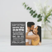 ヴィンテージ ブラック 黒板 結婚式 写真 セーブザデート (スタンド正面)