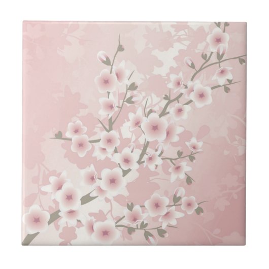 ヴィンテージ　ブラッシュピンク　桜 タイル (正面)