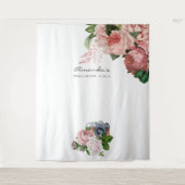 ヴィンテージ ブラッシュ & バーガンディ ブライダル シャワー フォトブース タペストリー (正面)