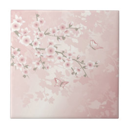 ヴィンテージ ブラッシュ ピンク 桜の花 タイル