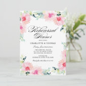 ヴィンテージ ブラッシュ フローラル ウォーターカラー リハーサル ディナー 招待状 (スタンド正面)