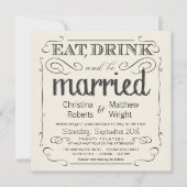 ヴィンテージ·ブラ素朴ック&クリーム·結婚式招待状 招待状 (正面)