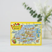 ヴィンテージ ブリュッセル市地図 ポストカード (スタンド正面)