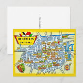 ヴィンテージ ブリュッセル市地図 ポストカード (正面/裏面)