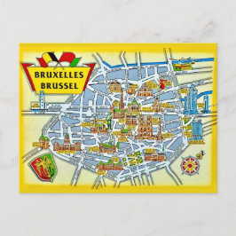 ヴィンテージ ブリュッセル市地図 ポストカード