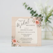 ヴィンテージ ブルッシュピンクのバラ 水彩画 結婚式前ウェディングシャワー 招待状 (スタンド正面)