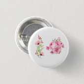 ヴィンテージ ブルッシュピンクの芍薬の花の写真 缶バッジ (正面&裏面)