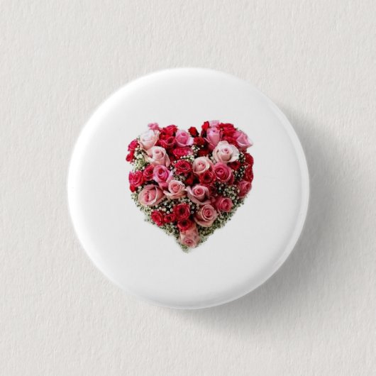 ヴィンテージ ブルッシュピンクの芍薬の花の写真 缶バッジ (正面)